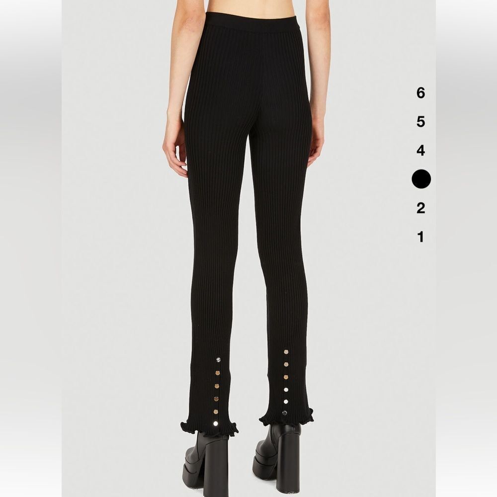 Paco Rabanne Ribbed Knit Flared Trousers in black - Picture 3 of 16